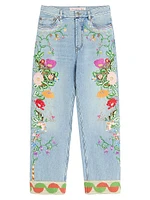 Embroidered Denim Pants