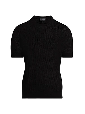 Textured Dot Short-Sleeve Sweater
