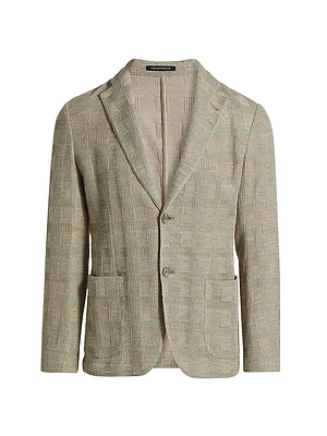 Textured Checked Knit Blazer