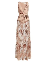 Sheer Floral Embellished Gown