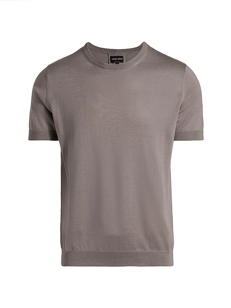Silk-Cotton Short-Sleeve Sweater