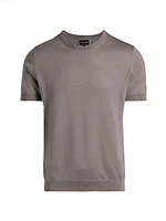 Silk-Cotton Short-Sleeve Sweater