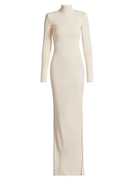 Crepe Jersey Turtleneck Maxi Dress