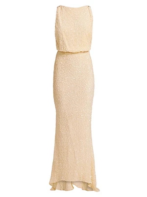 Red Carpet Sequined Mermaid Gown