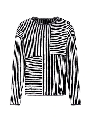 Line Block Crewneck Sweater