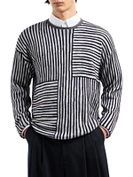Line Block Crewneck Sweater