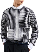 Line Block Crewneck Sweater