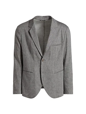 Notch Lapel Linen-Wool Blazer
