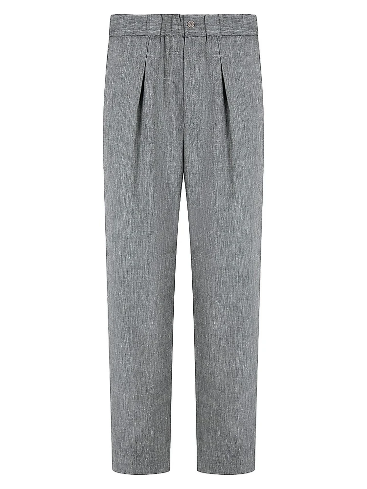 Linen-Wool Twill Trousers