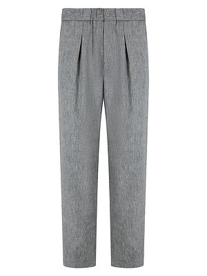Linen-Wool Twill Trousers