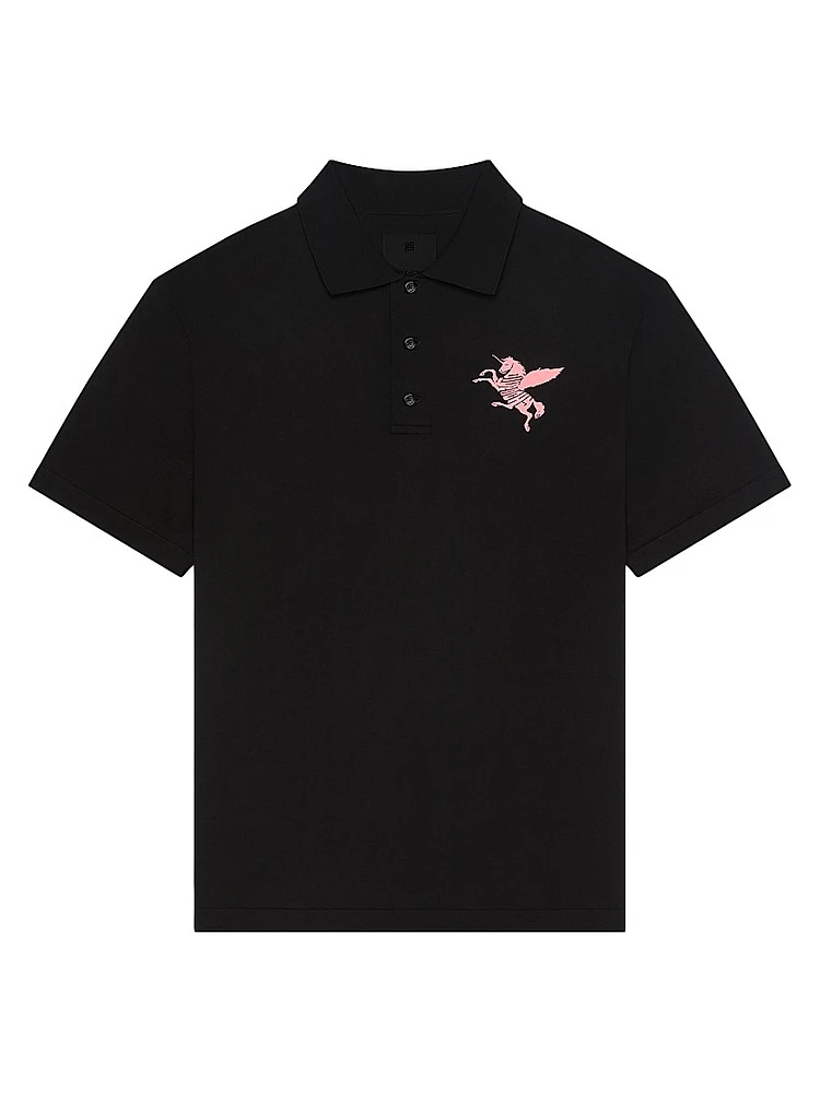 Polo Shirt Knit with Unicorn Embroidery