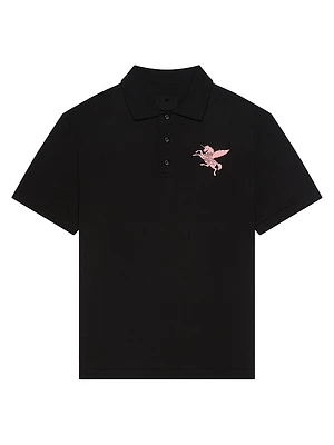 Polo Shirt Knit with Unicorn Embroidery