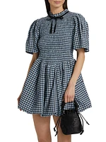 Smocked Check Cotton-Blend Seersucker Minidress