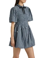 Smocked Check Cotton-Blend Seersucker Minidress