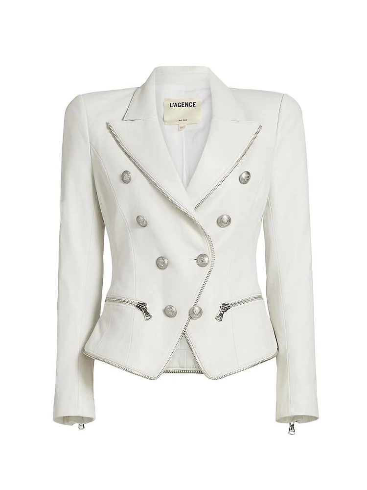 Ottilie Leather Double-Breasted Blazer