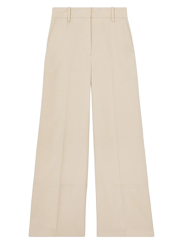 Flat-Front Wide-Leg Pants