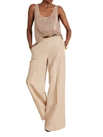 Flat-Front Wide-Leg Pants