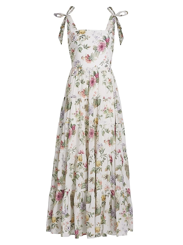 Monnie Floral Tie-Strap Maxi Dress