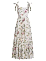 Monnie Floral Tie-Strap Maxi Dress