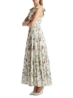 Monnie Floral Tie-Strap Maxi Dress