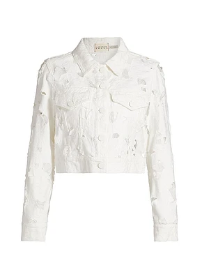 Chloe Embroidered Eyelet Denim Jacket