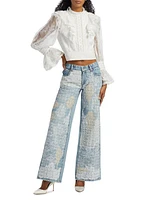 Delpha Embellished Lace Ruffle Crop Top