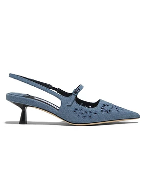 Didi 45MM Embroidered Denim Pumps