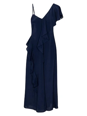 Irie Asymmetric Silk-Blend Midi-Dress