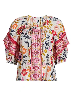 Maya Floral Peasant Blouse