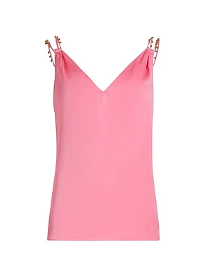 Sara Bead-Embellished V-Neck Top
