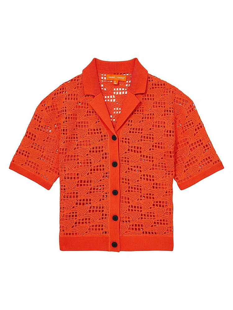 Fleur Crochet Camp Collar Shirt