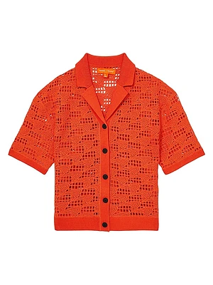 Fleur Crochet Camp Collar Shirt