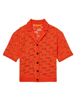 Fleur Crochet Camp Collar Shirt