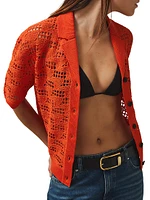 Fleur Crochet Camp Collar Shirt