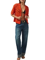 Fleur Crochet Camp Collar Shirt