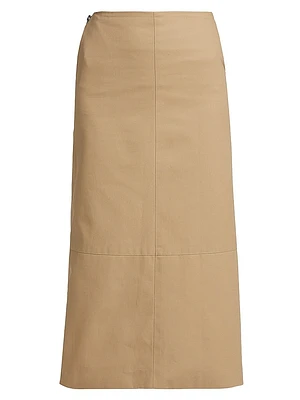 The Avery Side-Zip Cotton Midi-Skirt