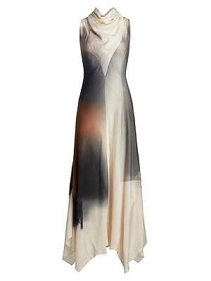The Fallon Tie-Neck A-Line Maxi Dress