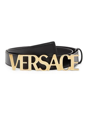 Logo Buckle Leather Belt