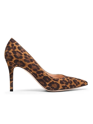 Gianvito 85MM Camoscio Leopard Print Pumps