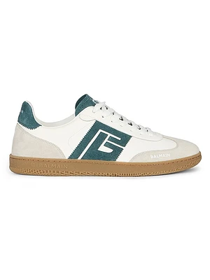 Swan Logo Leather Low-Top Sneakers