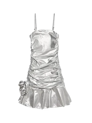 Girl's Silvie Lame Ruffle Rose Dress