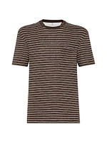 Striped Linen Stretch Jersey Crewneck T-Shirt