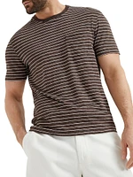 Striped Linen Stretch Jersey Crewneck T-Shirt