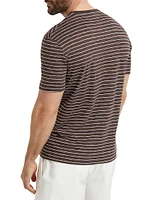 Striped Linen Stretch Jersey Crewneck T-Shirt