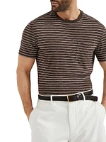 Striped Linen Stretch Jersey Crewneck T-Shirt