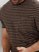 Striped Linen Stretch Jersey Crewneck T-Shirt