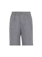 Lightweight Linen Bermuda Shorts with Elasticated Waistband