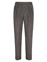 Lightweight Délavé Linen Tailor Fit Trousers with Reversed Double Pleats