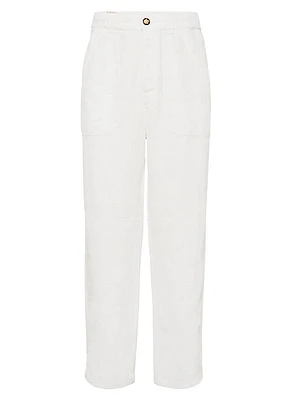 Garment Dyed Relaxed Fit Trousers Linen Gabardine