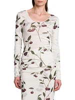 Cherry Ruched Scoopneck Top